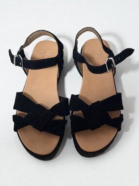 UGG Neusch Espadrille Platform Sandals – Size 7 – Black